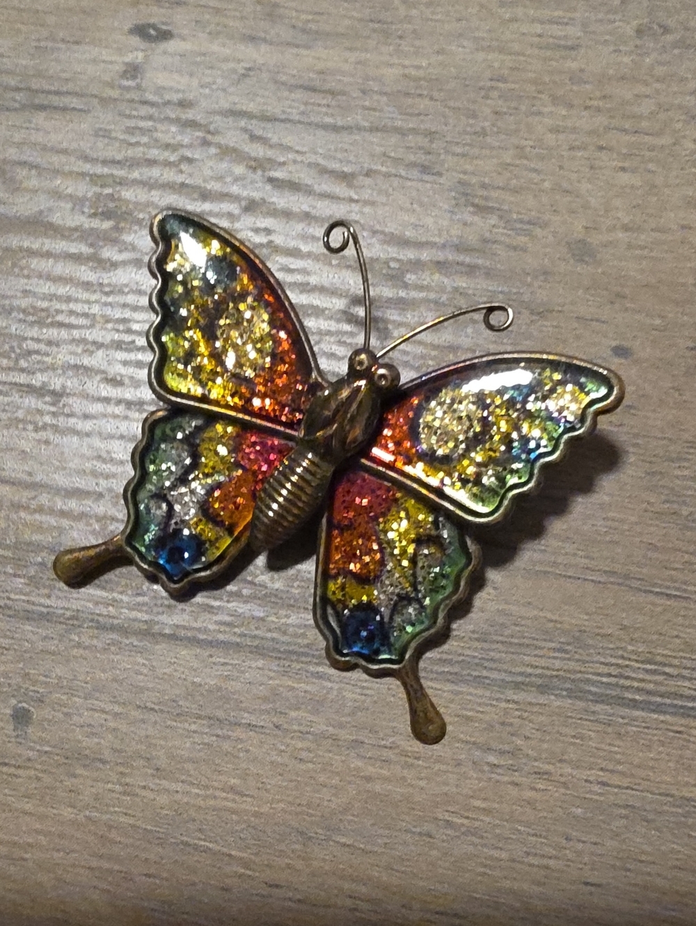 Decorative Multicolor Glitter Butterfly Brooch
